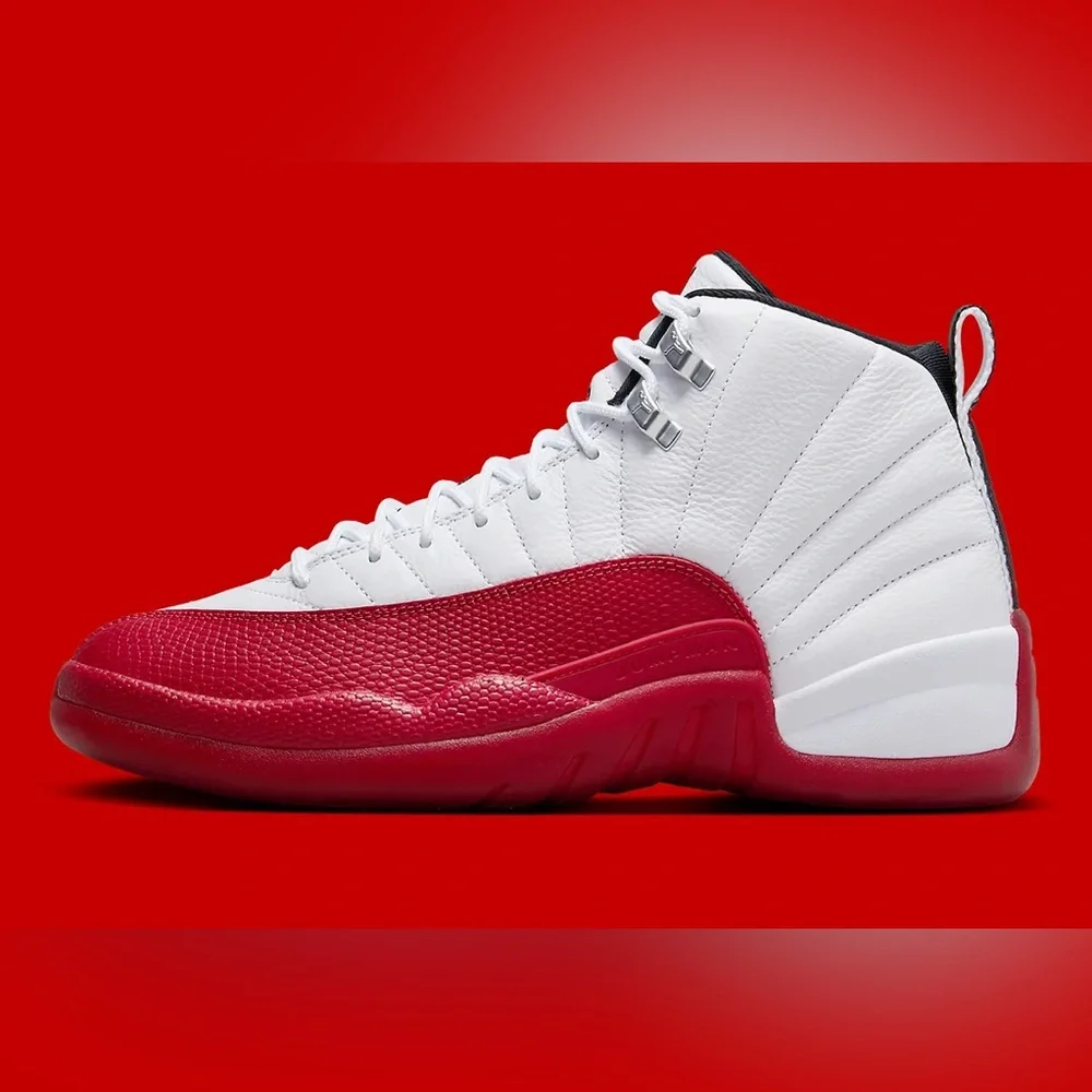 AIR RETRO JORDAN 12 CHERRY white black varsity red CT8013-116 size 8 - 14 - Picture 2 of 10